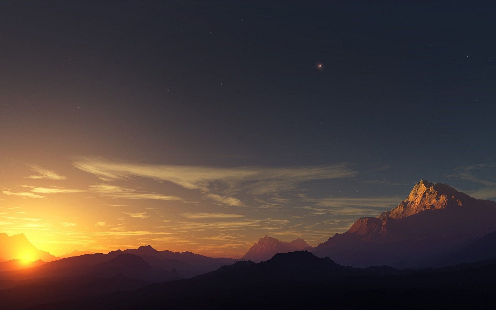 صور غروب رائعه Sunset-light-over-high-mountain-peaks-nature-hd-wallpaper-1920x1200-9104